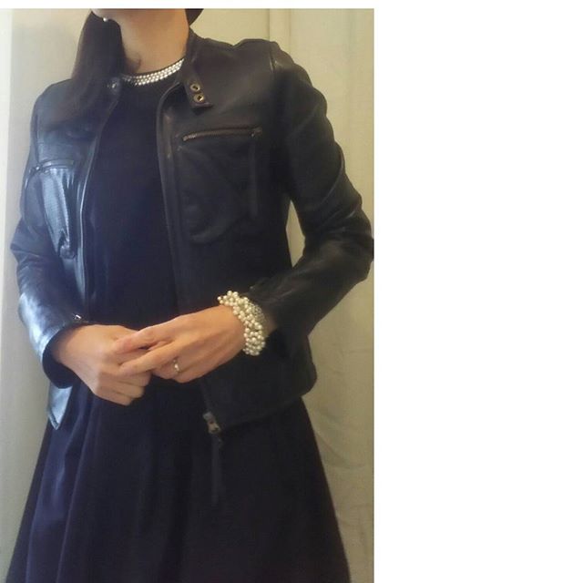 革ジャン＋パールのコーデ 今日の服 | 50代になっても 洋服好き主婦のファッションブログ