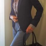 50代 紺のジャケットで作る お仕事コーデ